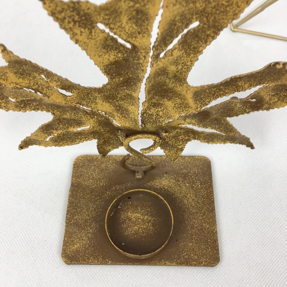 Large Fall Metal Leaf Candle Holder - Picture 6 of 6